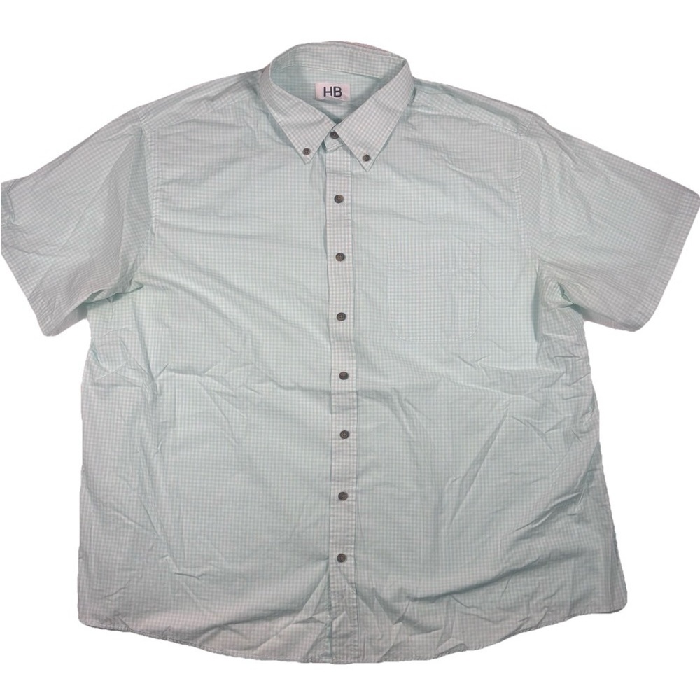 Harbor Bay Mens Shirt 2XL Plaid Short Sleeve Button Cotton Blend Dad Core